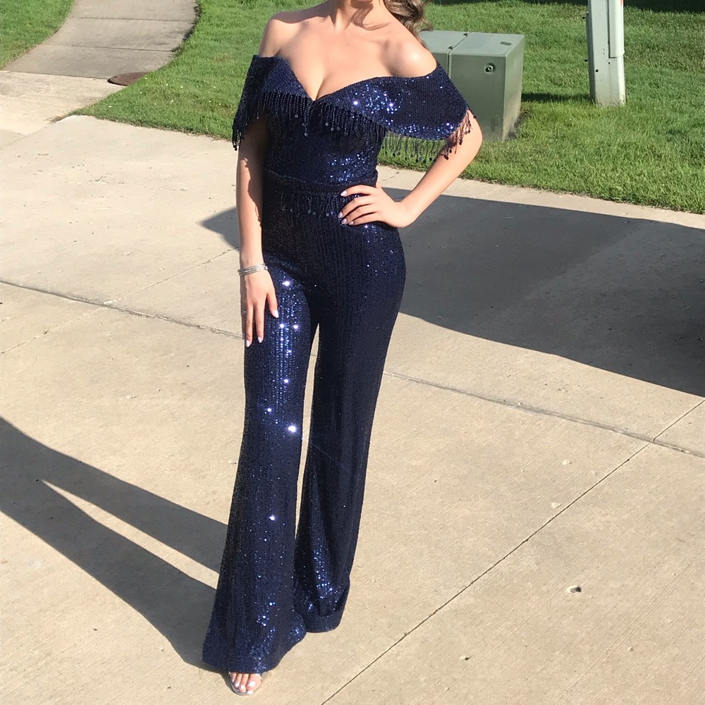 Sequin Off-shoulder Jumpsuit